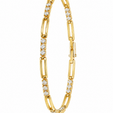 Estate 14k Yellow Gold Diamond Link Bracelet