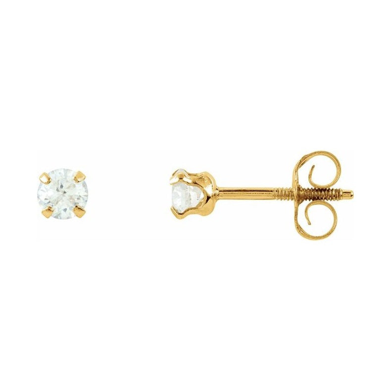 Round 4-Prong Youth Stud Earrings