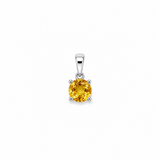 14k White Gold Citrine Solitaire Pendant