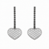 Estate 18k White Gold Diamond Heart Dangle Earrings