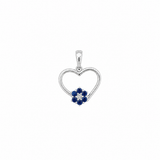 14k White Gold Sapphire Heart Pendant