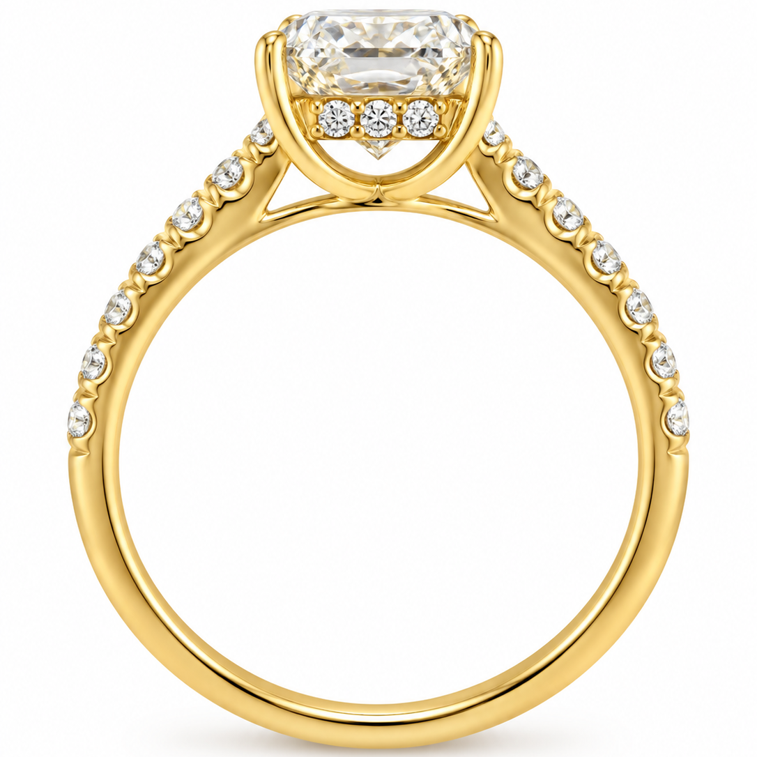 Radiant Hidden Halo Engagement Ring