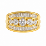 Estate 18k Yellow Gold Diamond Multi Row Ring
