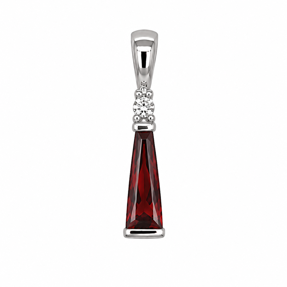 14k White Gold Garnet and Diamond Accent Pendant