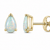 14k Yellow Gold Opal Stud Earrings