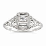 Estate 18k White Gold Diamond Art Deco Ring