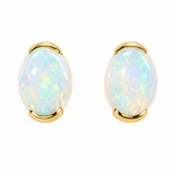 14k Yellow Gold Opal Stud Earrings