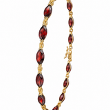 Estate 10k Yellow Gold Garnet Link Bracelet