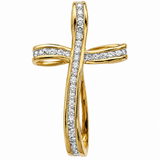 Estate 14k Yellow Gold Diamond Cross Pendant