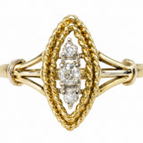 Estate 14k Yellow Gold Diamond Three-Stone Ring