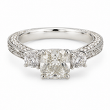 Estate 14k White Gold Diamond Natural Cushion-Cut Engagement Rings