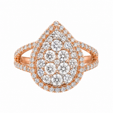 Estate 14k Rose Gold Diamond Pear-Shape Cluster Ring