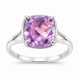 14k White Gold Solitaire Amethyst Ring