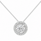 Estate 14k White Gold Diamond Halo Necklace