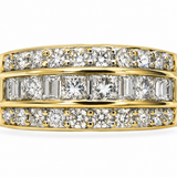 Estate 14k Yellow Gold Diamond Multi Row Ring