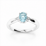 14k White Gold Three-Stone Aquamarine and Diamond Ring