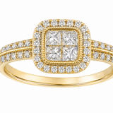 Estate 14k Yellow Gold Diamond Princess-Cut Engagement Ring