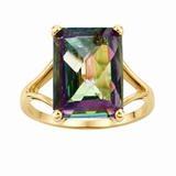 Estate 14k Yellow Gold Mystic Topaz Solitaire Ring