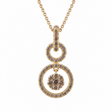 Estate 14k Yellow Gold Chocolate Diamond Cluster Necklace