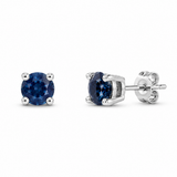 14k White Gold Blue Sapphire Stud Earrings