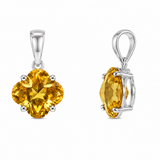 14k White Gold Citrine Solitaire Pendant
