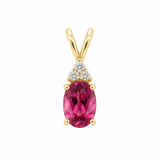 14k Yellow Gold PinkTourmaline Diamond Accent Pendant
