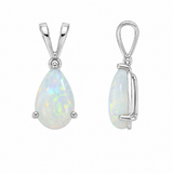 14k White Gold Opal Solitaire Pendant