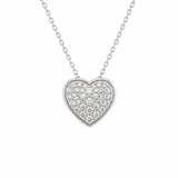 Estate 14k White Gold Diamond Heart Necklace