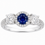 Estate 14k White Gold Sapphire Three-Stone Ring