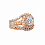 Estate 14k Rose Gold Diamond Halo Engagement Ring