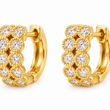 Estate 18k Yellow Gold Diamond Hoop Earring
