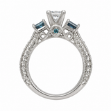Estate 14k White Gold Blue Diamond Princess-Cut Ring