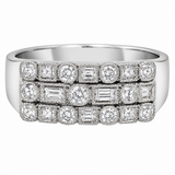 Estate 14k White Gold Diamond Multi Row Ring