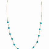 Estate 14k Yellow Gold Turquoise Station Necklace