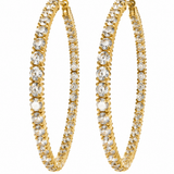 Estate 14k Yellow Gold Diamond Inside/ Outside Hoop Earrings