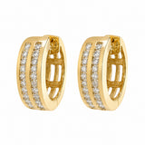 Estate 14k Yellow Gold Diamond Hoop Earrings