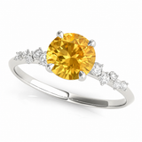 14k White Gold Scatter Citrine and Diamond Ring