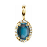 Oval 4-Prong Halo-Style Cabochon Pendant