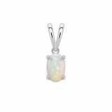 14k White Gold Opal Solitaire Pendant