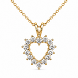Estate 14k Yellow Gold Diamond Heart Necklace