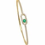 14k Yellow Gold Emerald and Diamond Bangle Bracelet