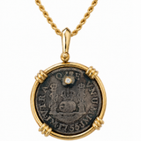 Estate 14k Yellow Gold Diamond Coin Necklace