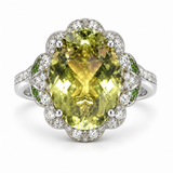 Estate 14k White Gold Lemon Quartz Statement Ring
