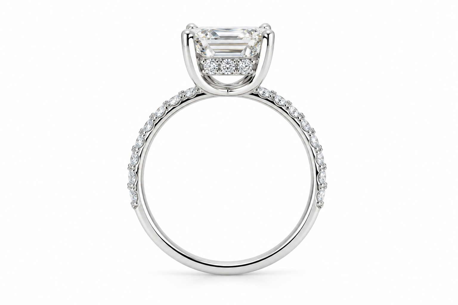 Emerald Cut Hidden Halo Engagement Ring