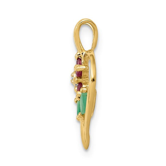 14k Yellow Gold Flower Pendant