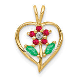 14k Yellow Gold Flower Pendant