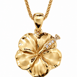 Estate 14k Yellow Gold Diamond Plumeria Necklace