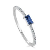 14k White Gold Straight Row Sapphire and Diamond Ring