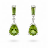 14k White Gold Peridot Dangle Earrings