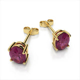 14k Yellow Gold Oval Garnet Stud Earrings